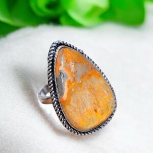 Bumblebee Jasper silver ring size 9